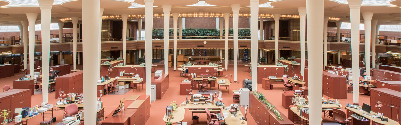 Open plan office Johnson Wax Frank LLoyd wright